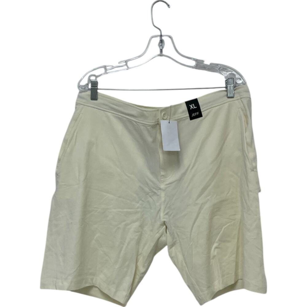 Jeff Athletic Shorts Mens XL Off White Cotton Knit Stretch Hidden Drawstring NWT